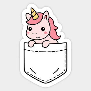 Cute Unicorn Pocket Pal Funny Magical Fantasy Unicorn Art Sticker